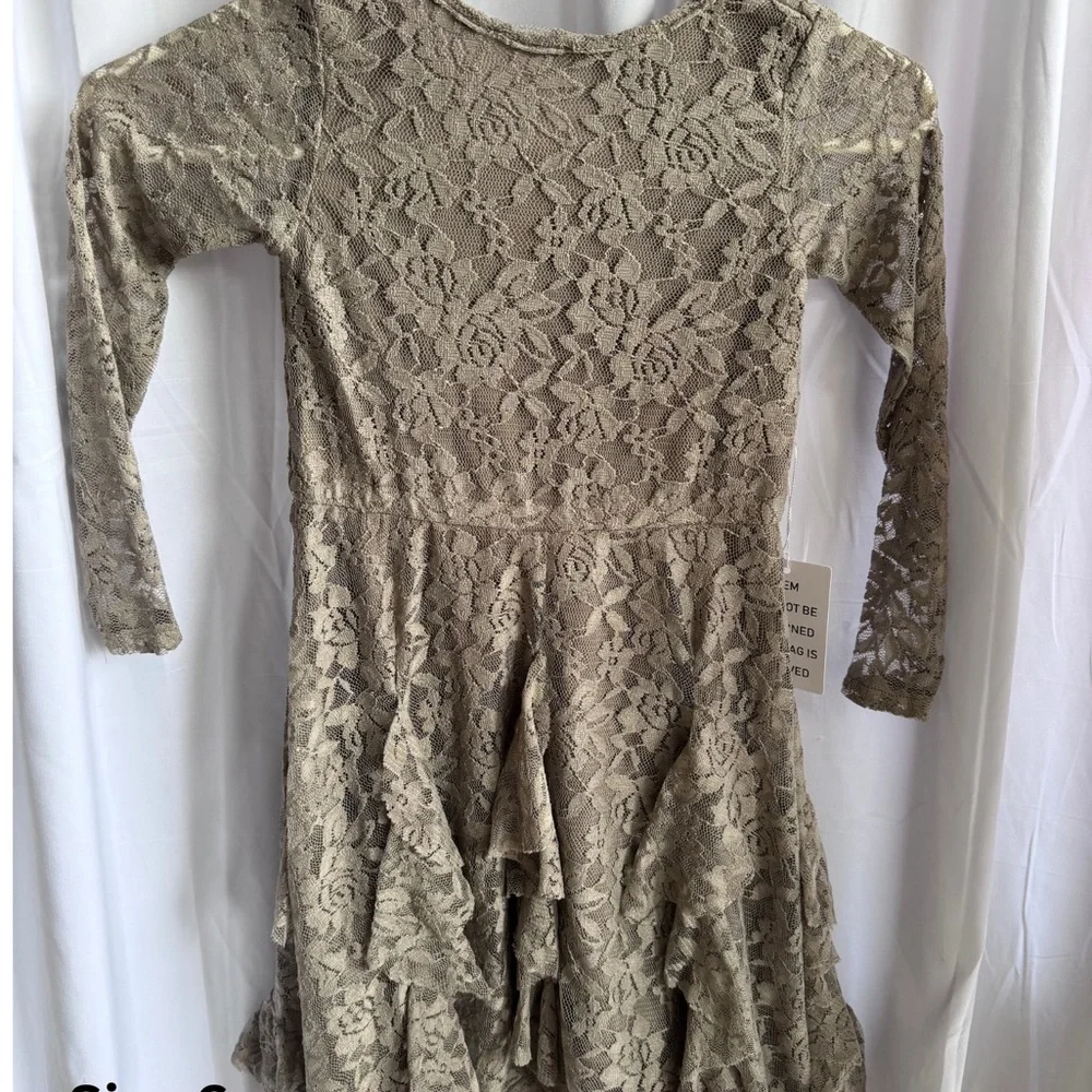 Joyfolie Mia Joy Girls Sandy‎ Lace Dress in Taupe NWT Size 6 MSRP $89